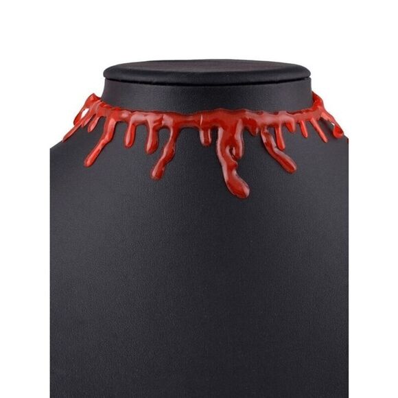 🩸 Halloween Vampire Costume Cosplay Dripping Blood Choker Necklace NEW - Picture 8 of 13